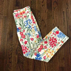 J. McLaughlin Women’s 4 Jeggings in Beige w/Bright Floral Design - EUC!